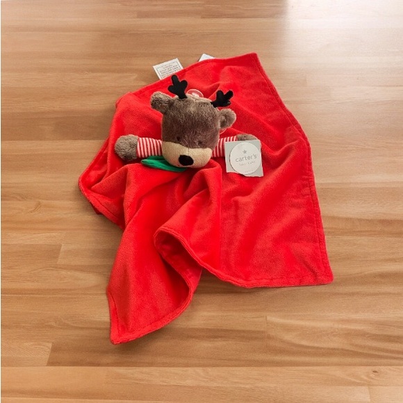 NEW Carters Red Reindeer Rattle Security Blanket 2013 Christmas - Picture 2 of 6